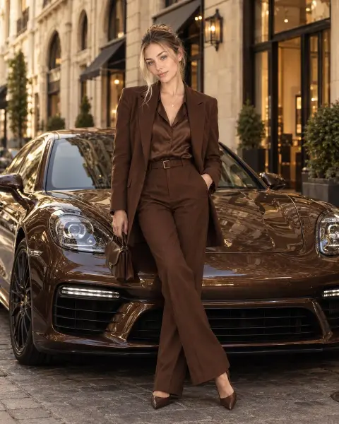 Luxury Fashion Editorial with Sports Sedan